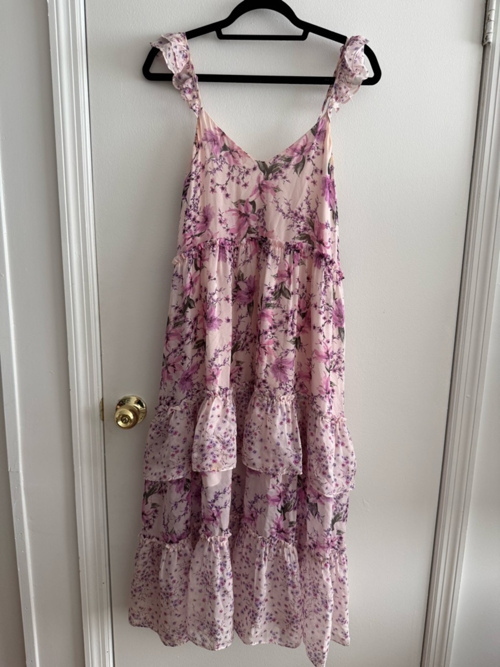 Cami NYC Pink Floral Tiered Silk Dress
